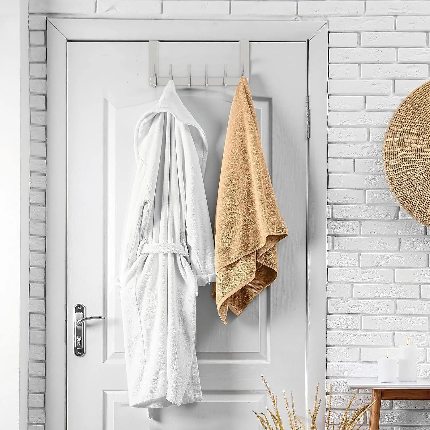 Uross (2 Pack Foldable Over The Door Hooks, Heavy Duty Over Door Hanger, Behind The Door Hook Rack for Hanging Jackets Coats Hoodies Towels Scarfs Clothes Hats Handbags Backpacks -Silver