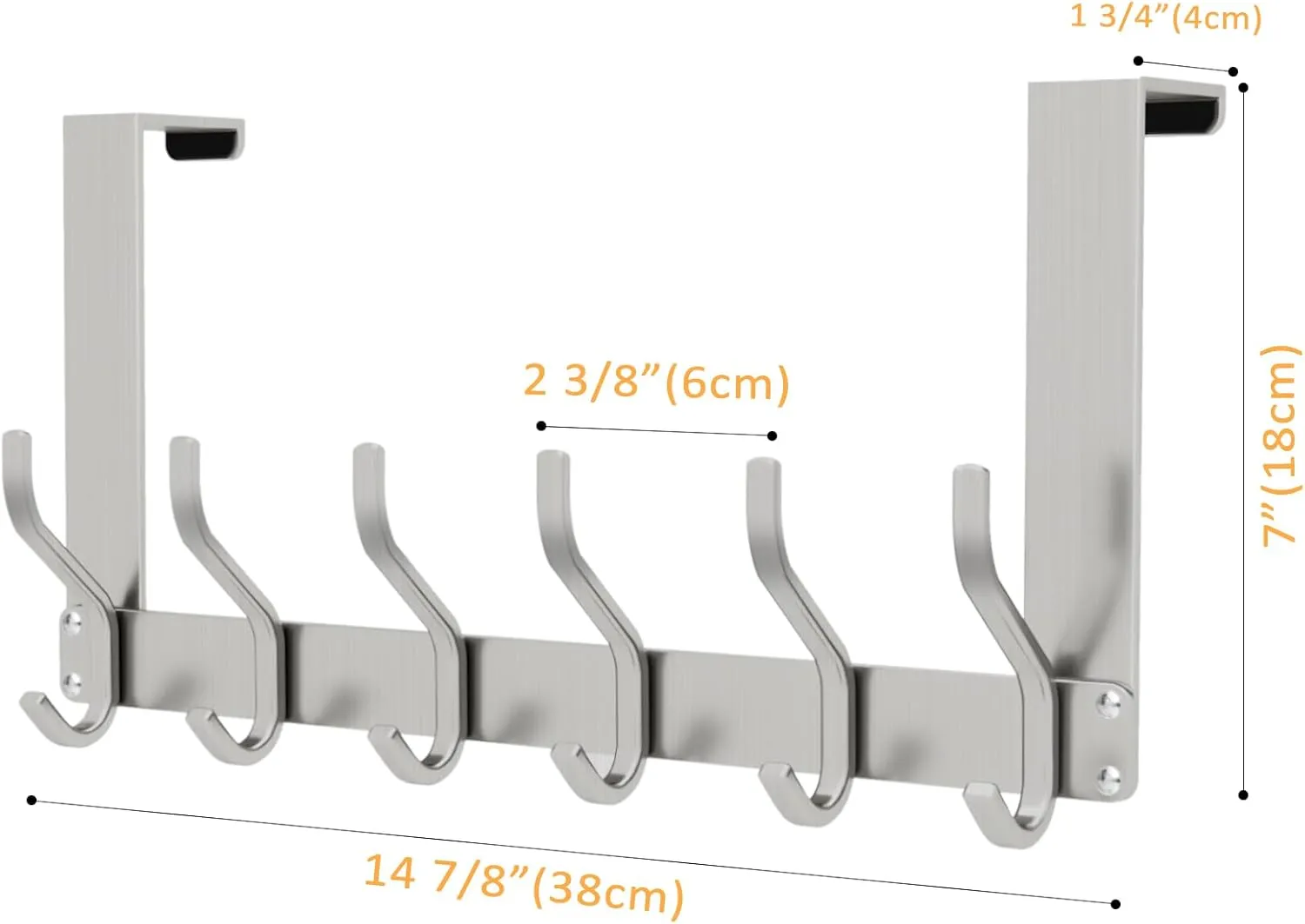 Uross (2 Pack Foldable Over The Door Hooks, Heavy Duty Over Door Hanger, Behind The Door Hook Rack for Hanging Jackets Coats Hoodies Towels Scarfs Clothes Hats Handbags Backpacks -Silver