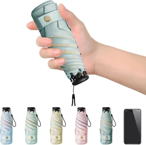 UV Blocker Mini Purse Travel Umbrella, Lightweight Portable Compact Pocket Umbrella with UPF50  Protection & Windproof Design, Small Sun & Rain