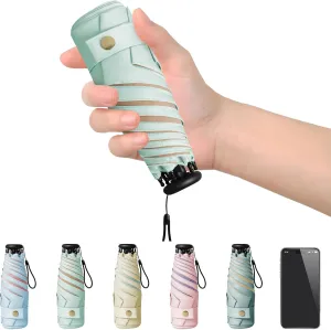 UV Blocker Mini Purse Travel Umbrella, Lightweight Portable Compact Pocket Umbrella with UPF50  Protection & Windproof Design, Small Sun & Rain