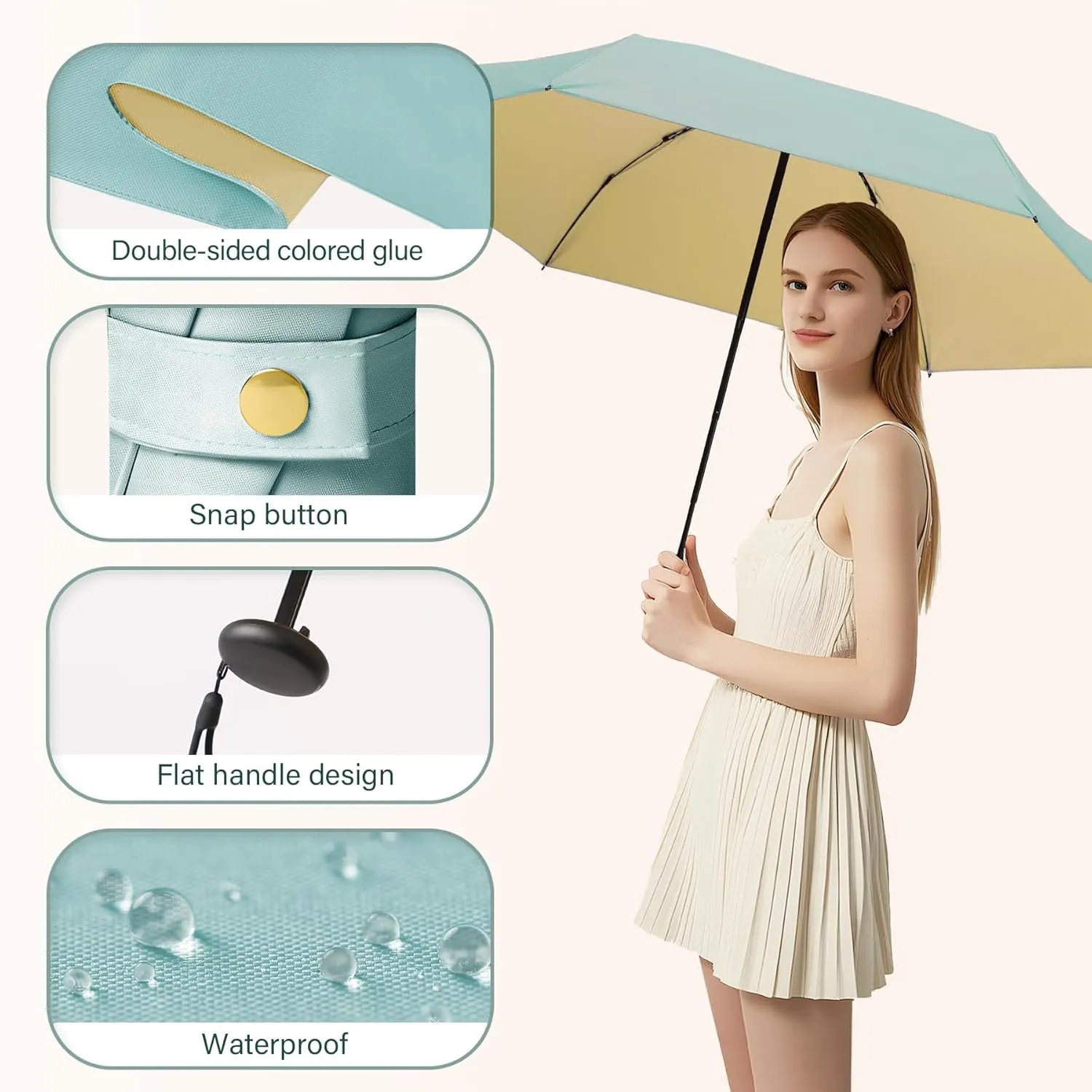 UV Blocker Mini Purse Travel Umbrella, Lightweight Portable Compact Pocket Umbrella with UPF50  Protection & Windproof Design, Small Sun & Rain