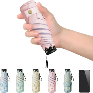 UV Blocker Mini Purse Travel Umbrella, Lightweight Portable Compact Pocket Umbrella with UPF50  Protection & Windproof Design, Small Sun & Rain