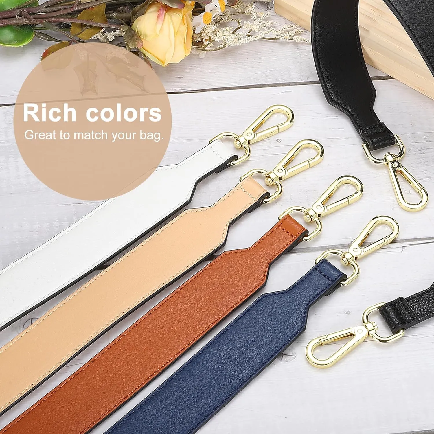 uxcell PU Leather Purse Handles Replacement Short Strap Clutch Bag Handle with Clasp for Handbag Cross Body Wallet Briefcase, 41x3.6cm, Blue Silver Buckle