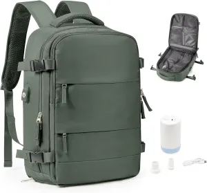 Vacuum Backpack Travel Laptop Backpacks For Women Men Carry On Backpack With Vacuum Compression Bags Seal Packing Personal Item Travel Bag Airback Backpacks With Pump Olive Green