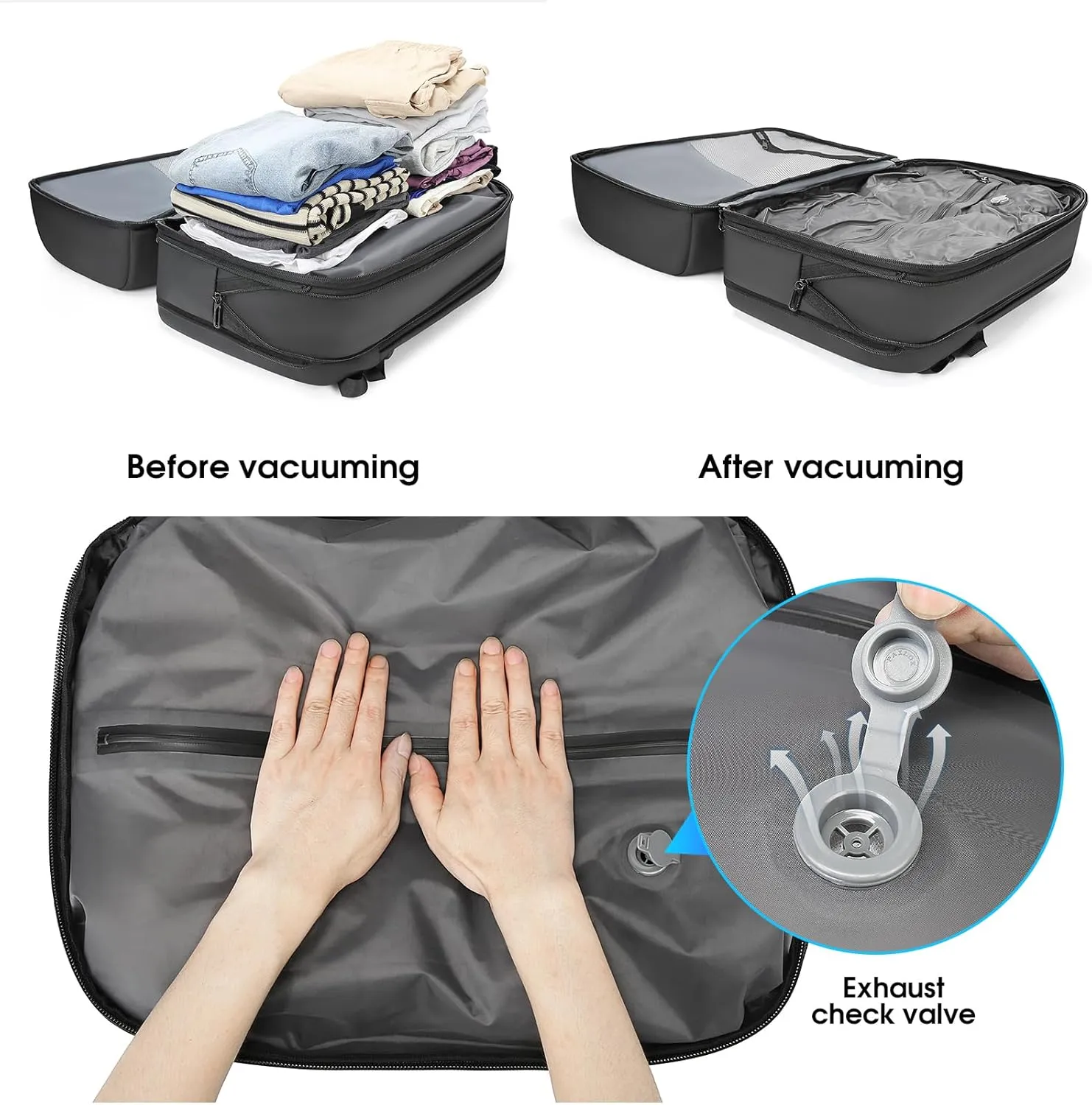 Vacuum Backpack,compression backpack for travel,50l Airback Backpack With Vacuum Seal,Business Back Pack,USB Charging Port bags Water Resistant Travel Backpack for Women & Men