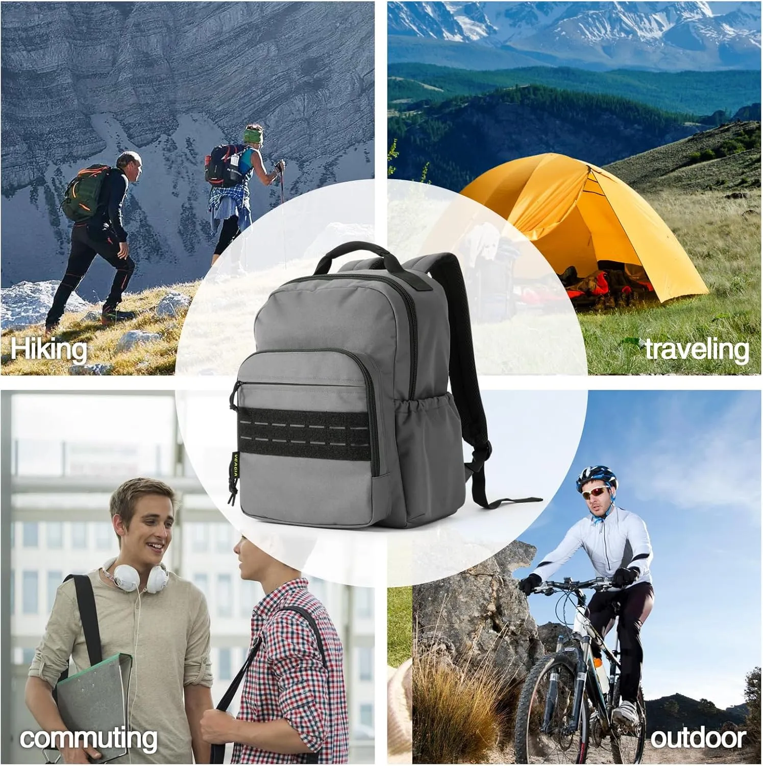 VEAGIA Tactical Travel Laptop Backpack For Men Large Heavy Duty Work Backpack Airline Approved Hiking Waterproof Backpack