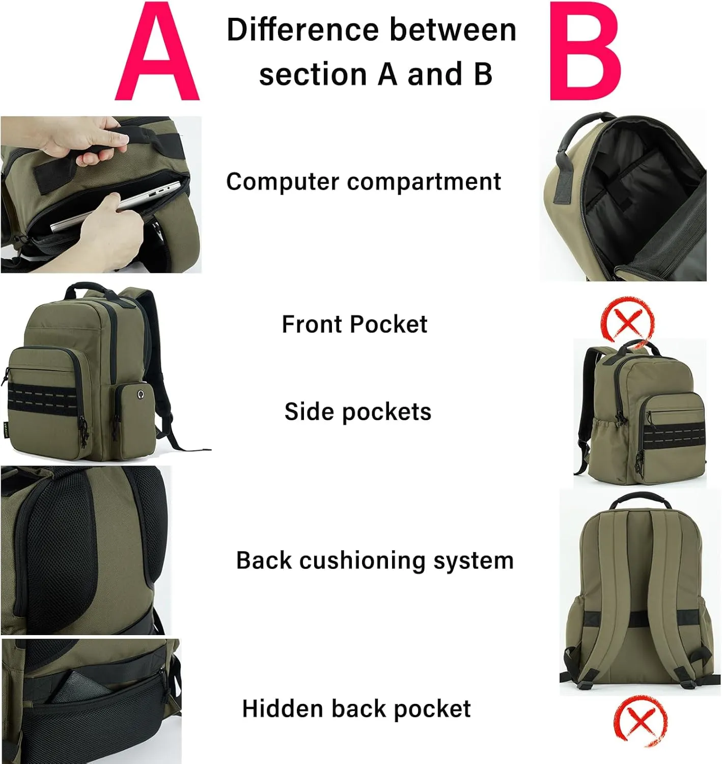 VEAGIA Tactical Travel Laptop Backpack For Men Large Heavy Duty Work Backpack Airline Approved Hiking Waterproof Backpack