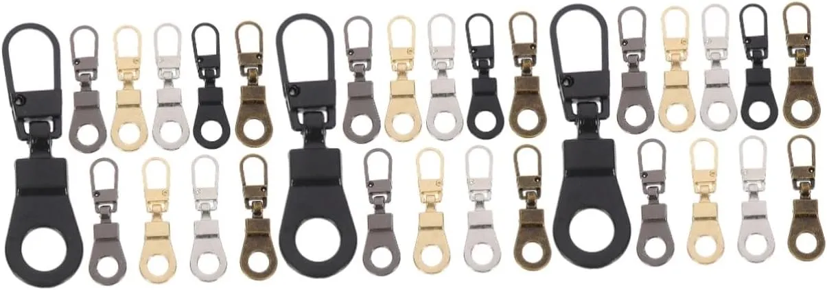 Veemoon 3sets Zipper Repair Kit Luggage Zipper Pulls Replacement Easy to Install Sturdy for Suitcase Handbag Jewelry Making Supplies 10pcs*3