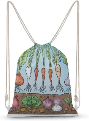 Vegetable Clip Art Drawstring Backpack for Women Men Drawstring Bag for Travel Swimming Sports Gym Bag