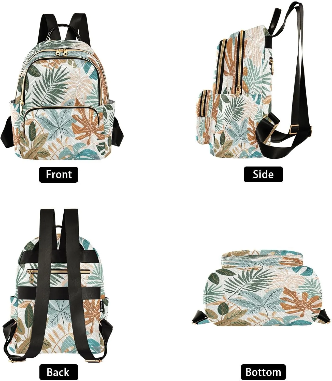 Vegetative Leaf Women Backpack Purse Fashion Ladies Shoulder Bag Casual College Travel Backpacks Bag Small