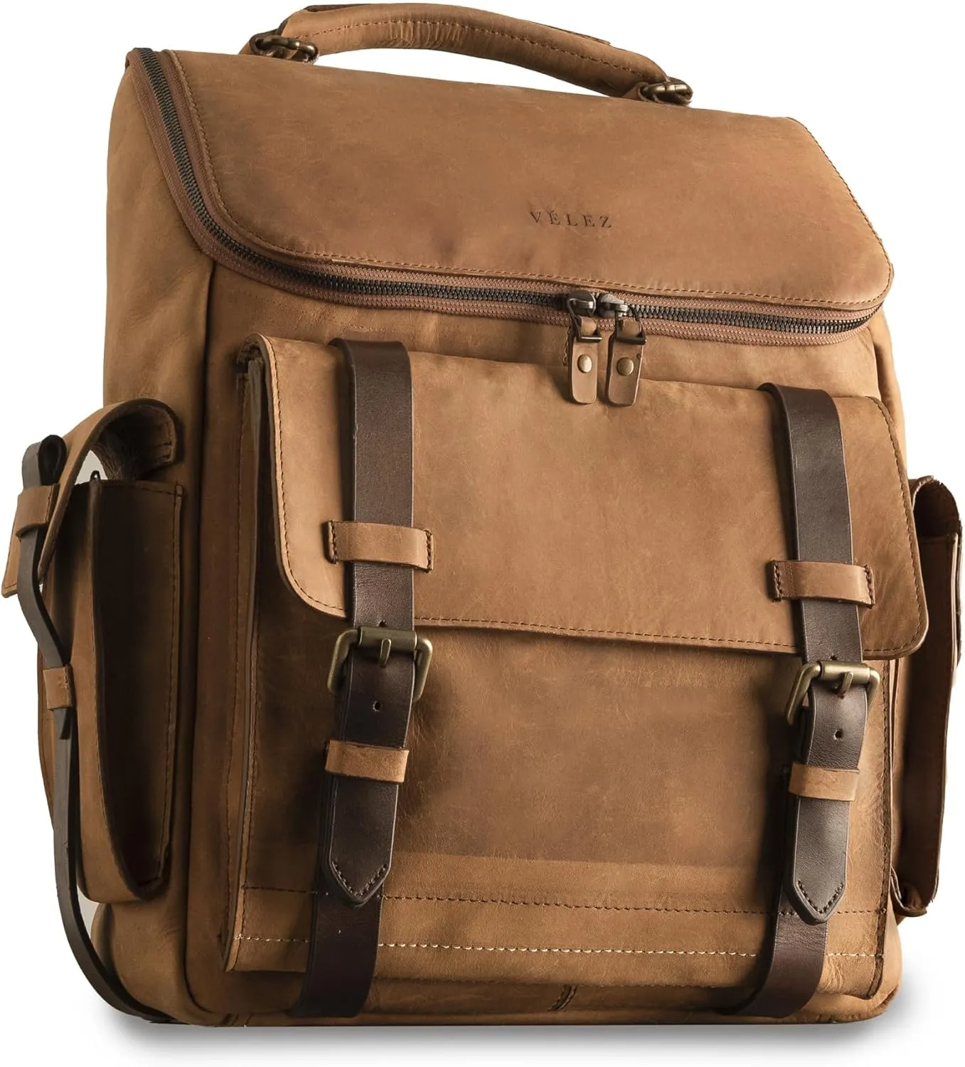 VELEZ Leather Backpack for Men - 15.6 Inch Laptop Bag - Designer Bookbag - Handmade Business Casual Computer Shoulder Bags
