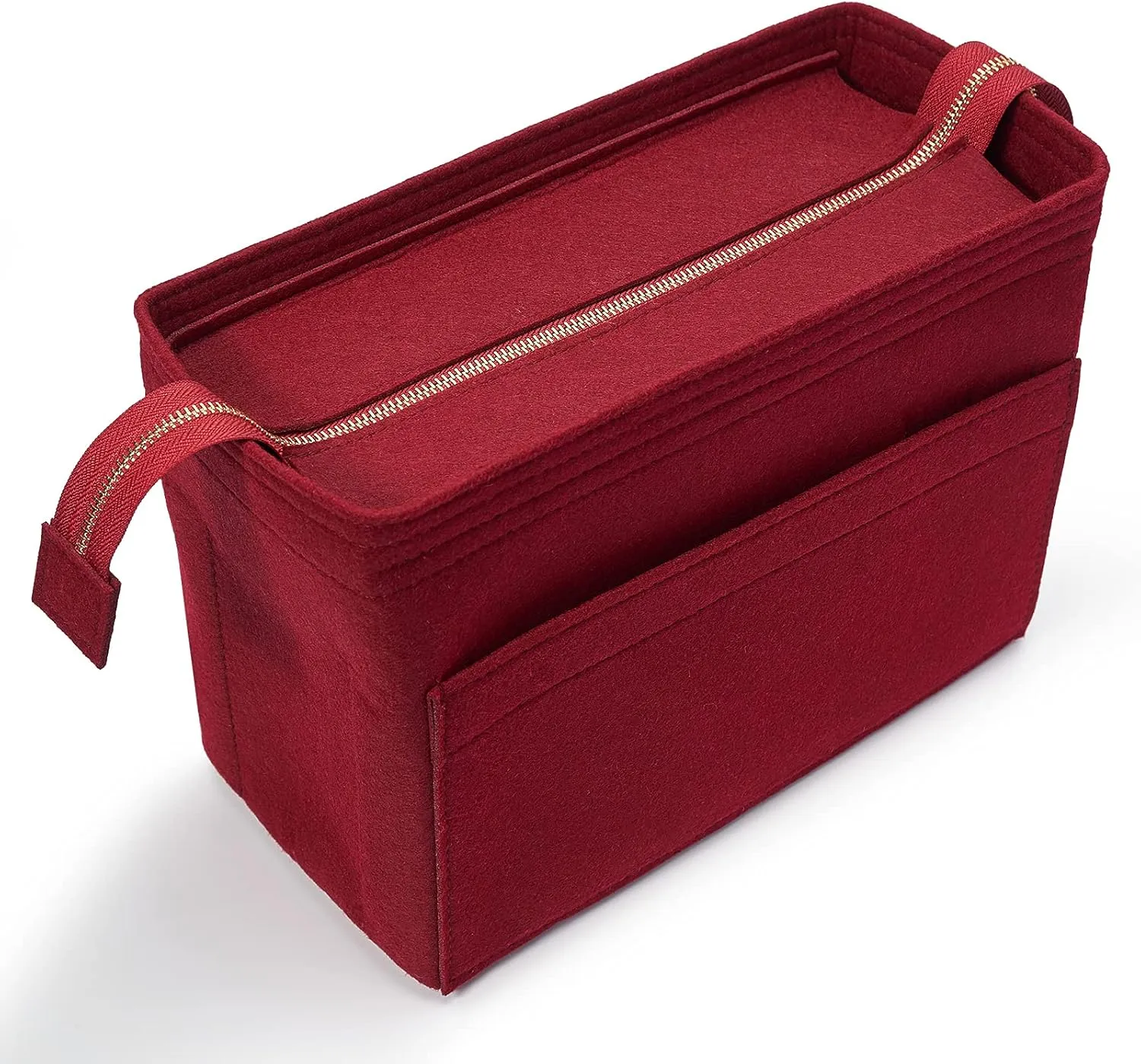 Vercord Felt Zipper Handbag Tote Purse Duffel Backpack Organizer Insert Burgundy Small