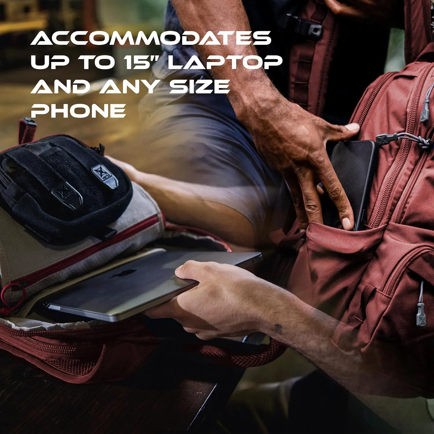 Vertx Ready Pack Tactical Backpack 20L for CCW, EDC, Travel, Work, Overlanding, Hiking, Camping, Tactical Gear, Brick Red