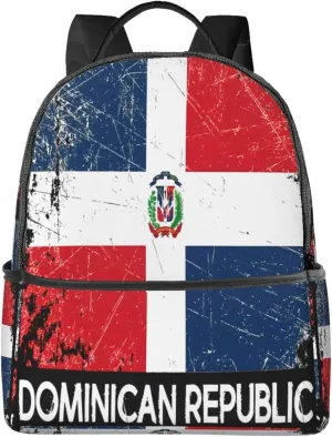 Vintage Dominican Flag Casual Backpacks Laptop Backpack Carry-on Daypack Sports Travel Rucksack Lightweight Working Bag for Outdoor Hiking Cycling Walking