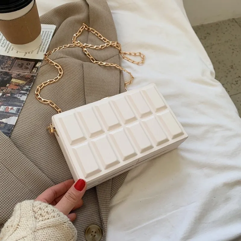 Vintage Square Crossbody Bag: PU Leather, Open Pocket