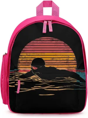 Vintage Swim Swimmer Swimming 80s Unisex Small Backpack Lightweight Cute Shoulder Bag Travel Daypack