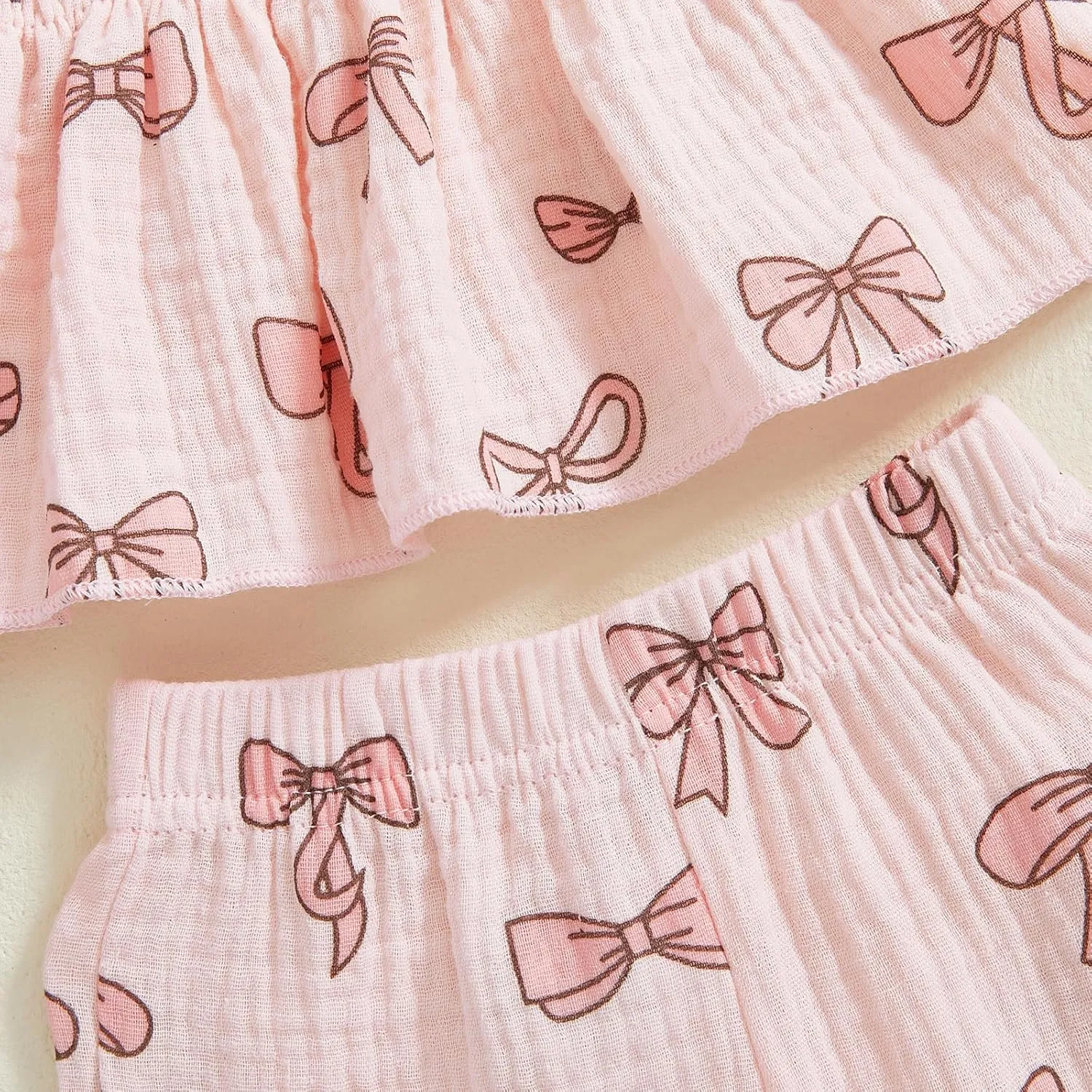 VISGOGO Toddler Baby Girl Outfits Sleeveless Smocked Strap Camisole Linen Pants Bow Baby Summer Clothes