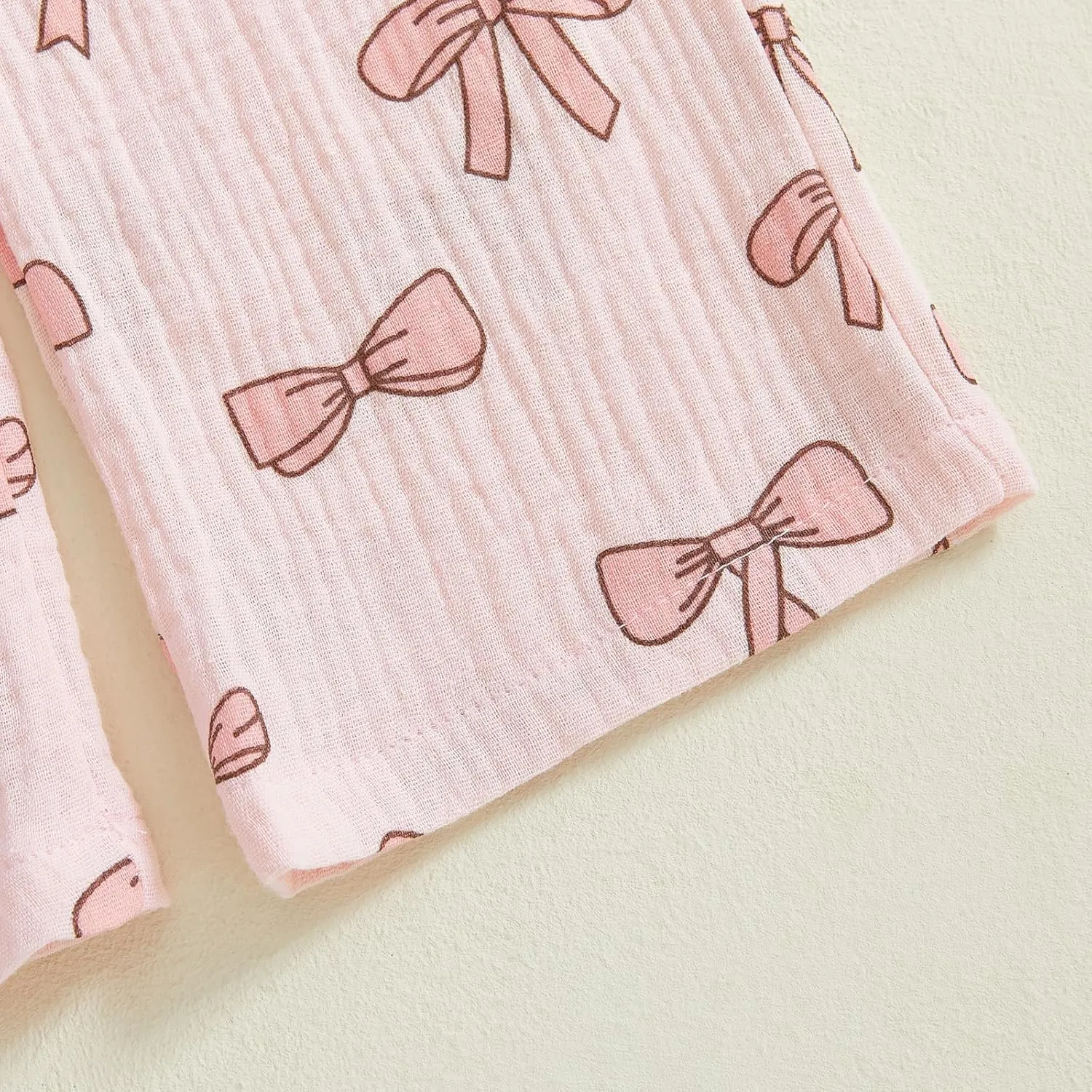 VISGOGO Toddler Baby Girl Outfits Sleeveless Smocked Strap Camisole Linen Pants Bow Baby Summer Clothes