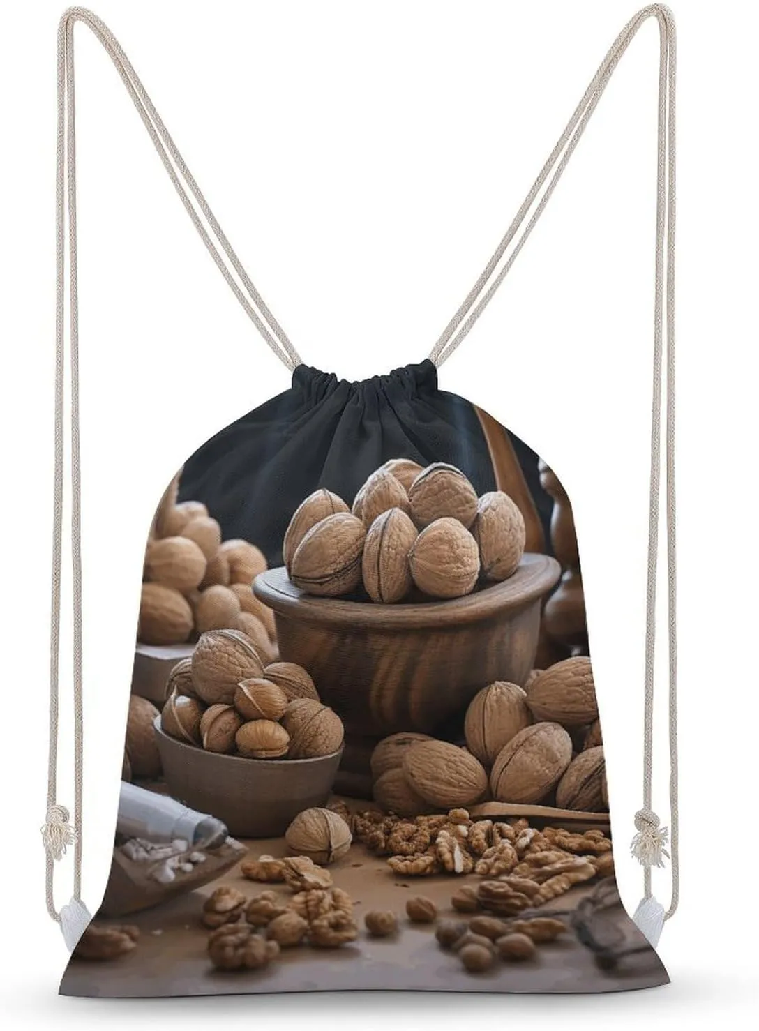 Walnut Nuts Drawstring Backpack for Women Men Drawstring Bag for Travel Swimming Sports Gym Bag