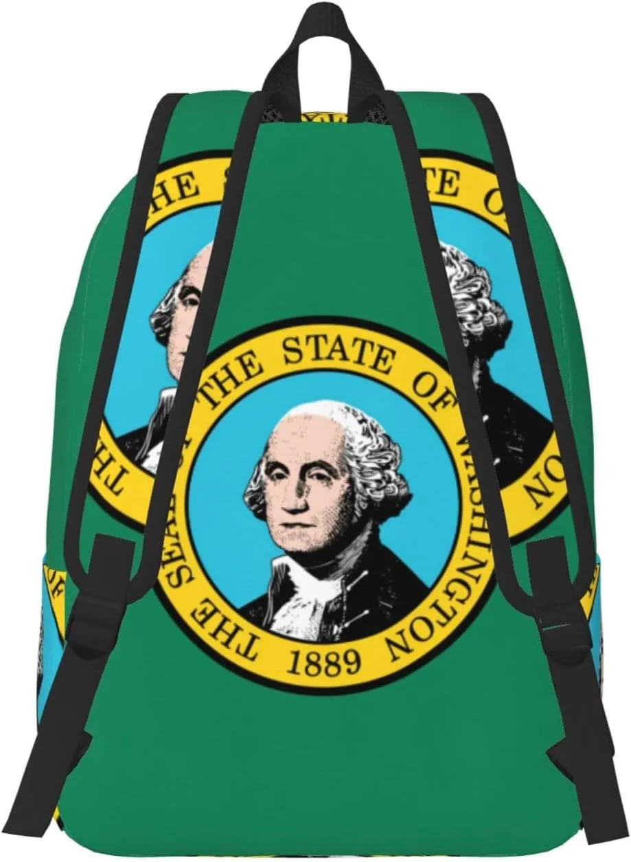 Washington Flag print Backpack Travel Backpacks for Women Men College Backpack Computer Bag for Travel