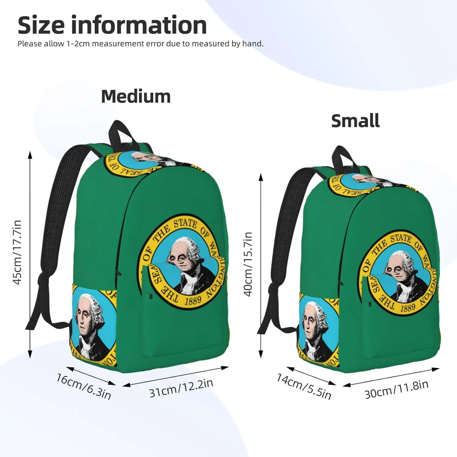 Washington Flag print Backpack Travel Backpacks for Women Men College Backpack Computer Bag for Travel