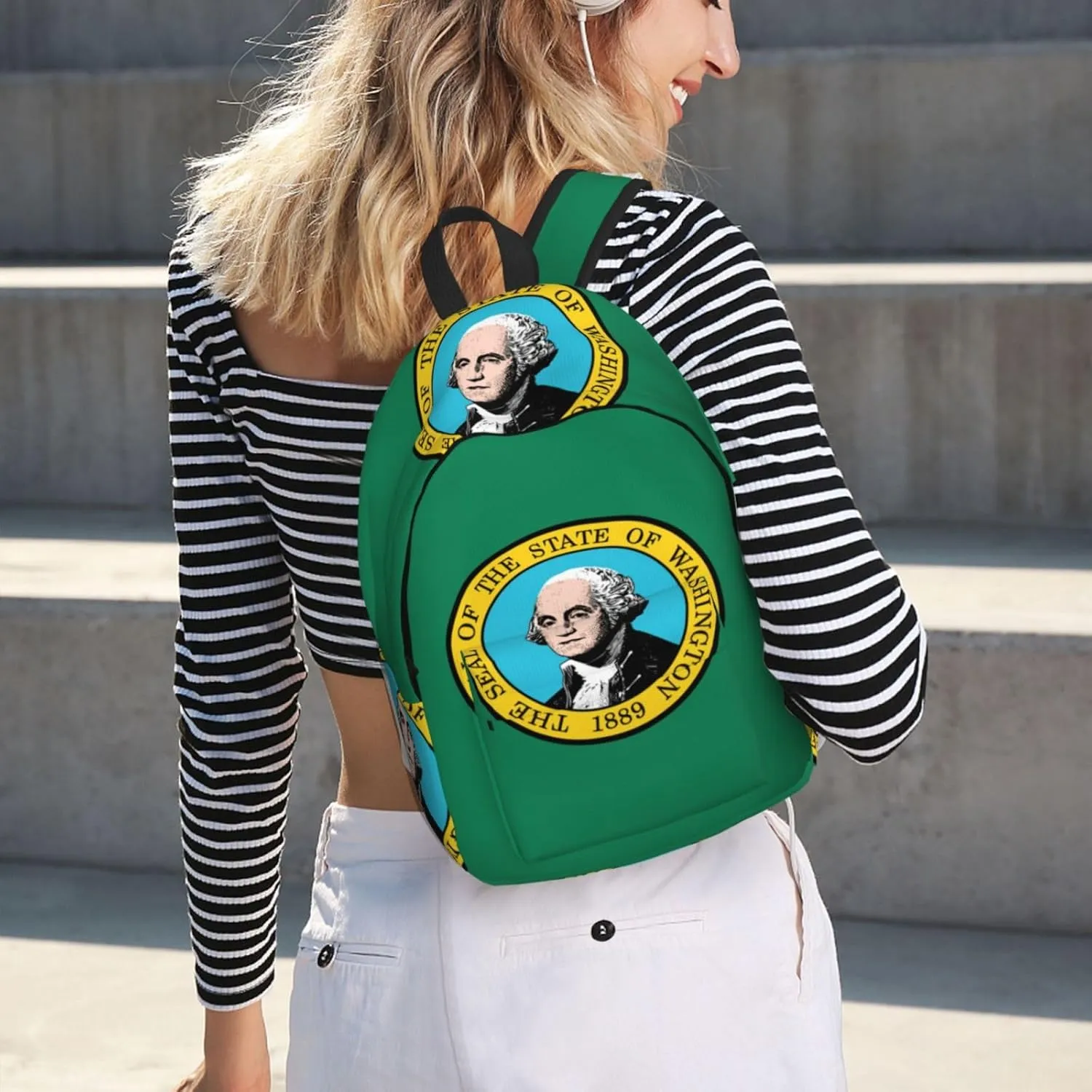 Washington Flag print Backpack Travel Backpacks for Women Men College Backpack Computer Bag for Travel