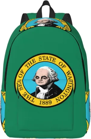 Washington Flag print Backpack Travel Backpacks for Women Men College Backpack Computer Bag for Travel