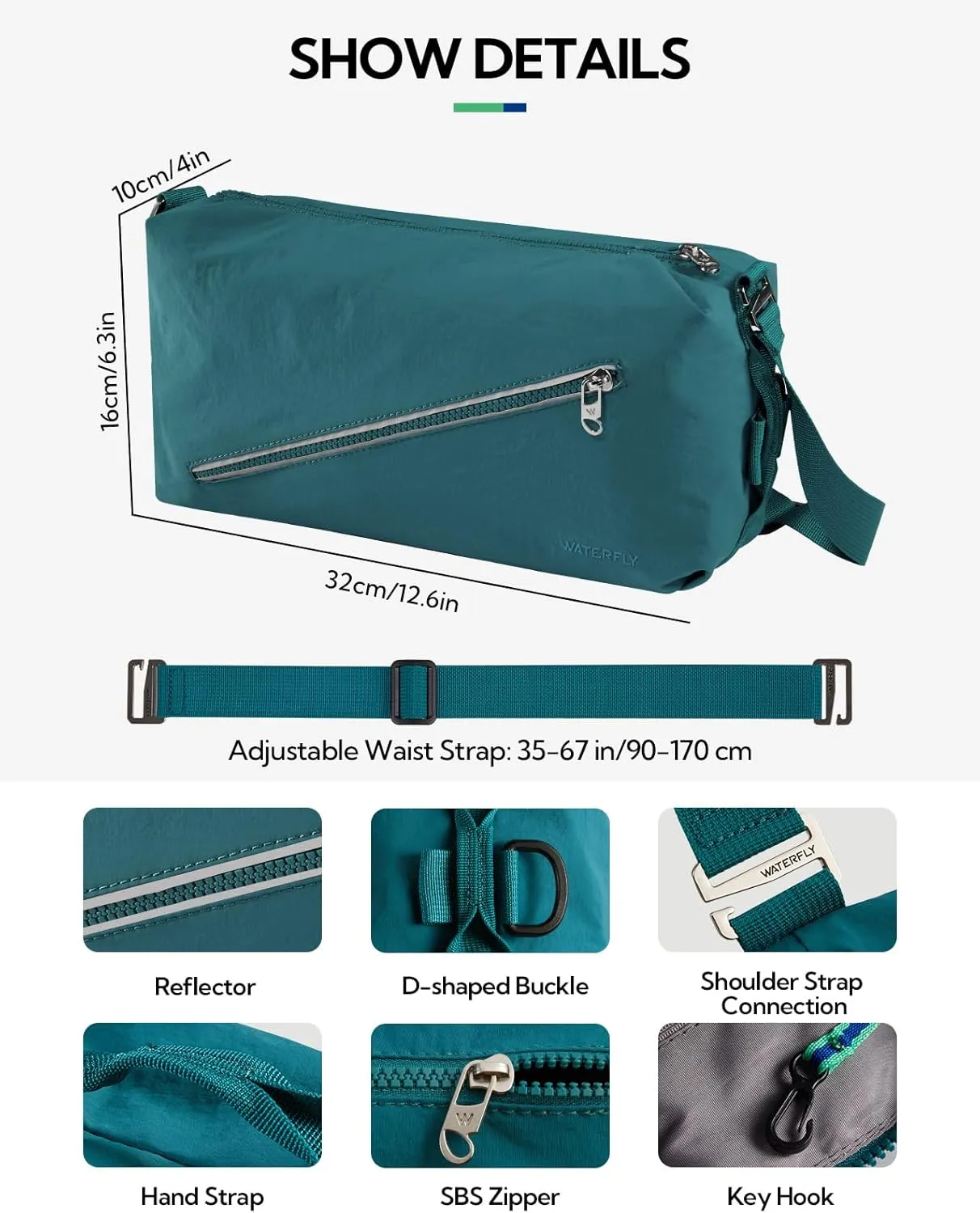 WATERFLY Lightweight Crossbody Sling Bag: Women Men Casual Convertible Cross body Bag Shoulder Bag Backpack for Travel Daily