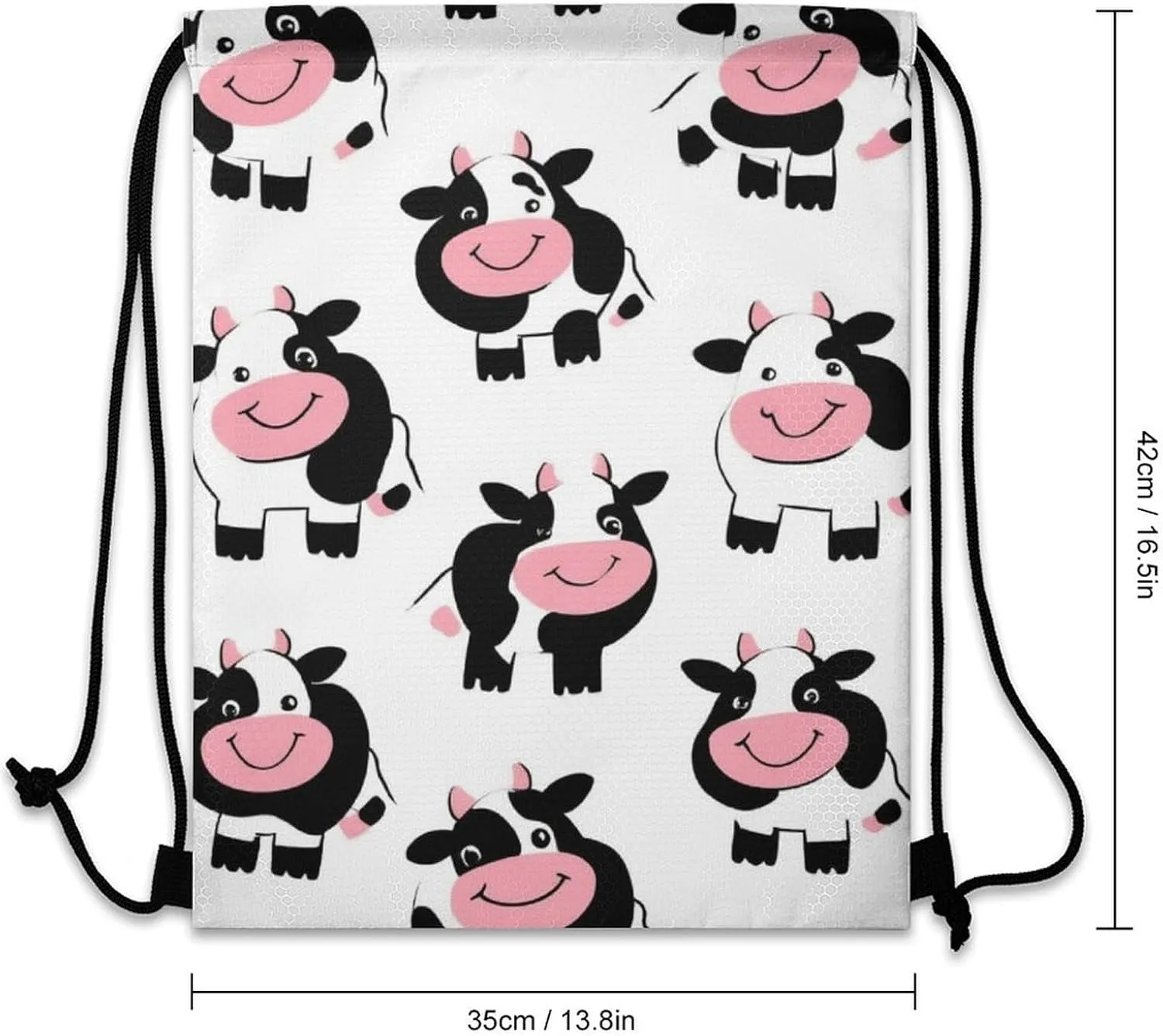 Waterproof Drawstring Bag Handbags, Cute Funny Milk Cow Print Gym Bag Sackpack Sports Backpack for Men Women, Large Capacity Shoulder Bags with Strap