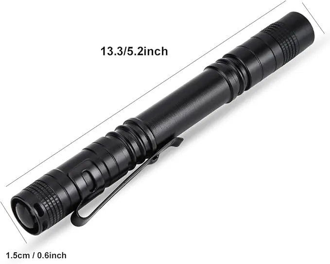 Watris Veiyi LED Mini Small Flashlight, 500 Lumens Pocket Pen Flashlight, Portable Pen Light with Clip for Fishing, Hiking, Inspection, Repair, Engineer(5.2 x 0.6 inch)