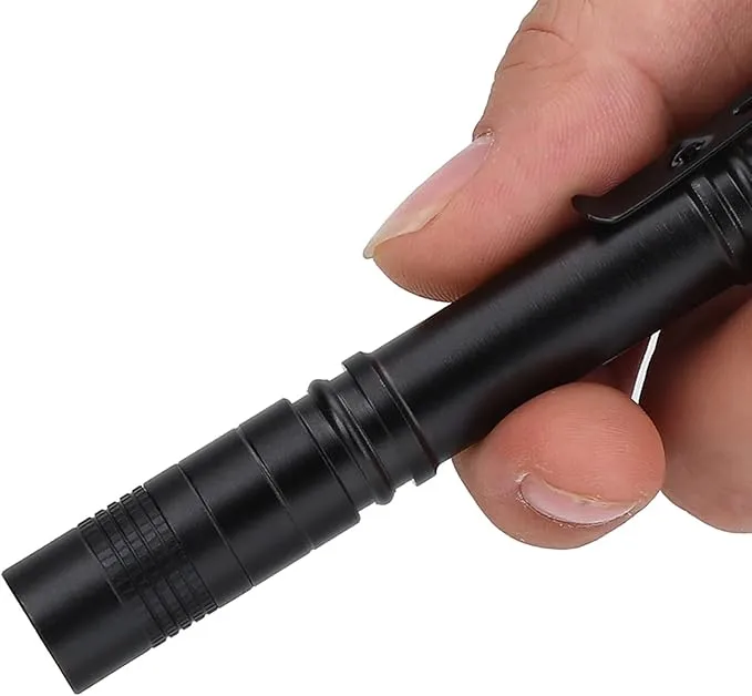 Watris Veiyi LED Mini Small Flashlight, 500 Lumens Pocket Pen Flashlight, Portable Pen Light with Clip for Fishing, Hiking, Inspection, Repair, Engineer(5.2 x 0.6 inch)