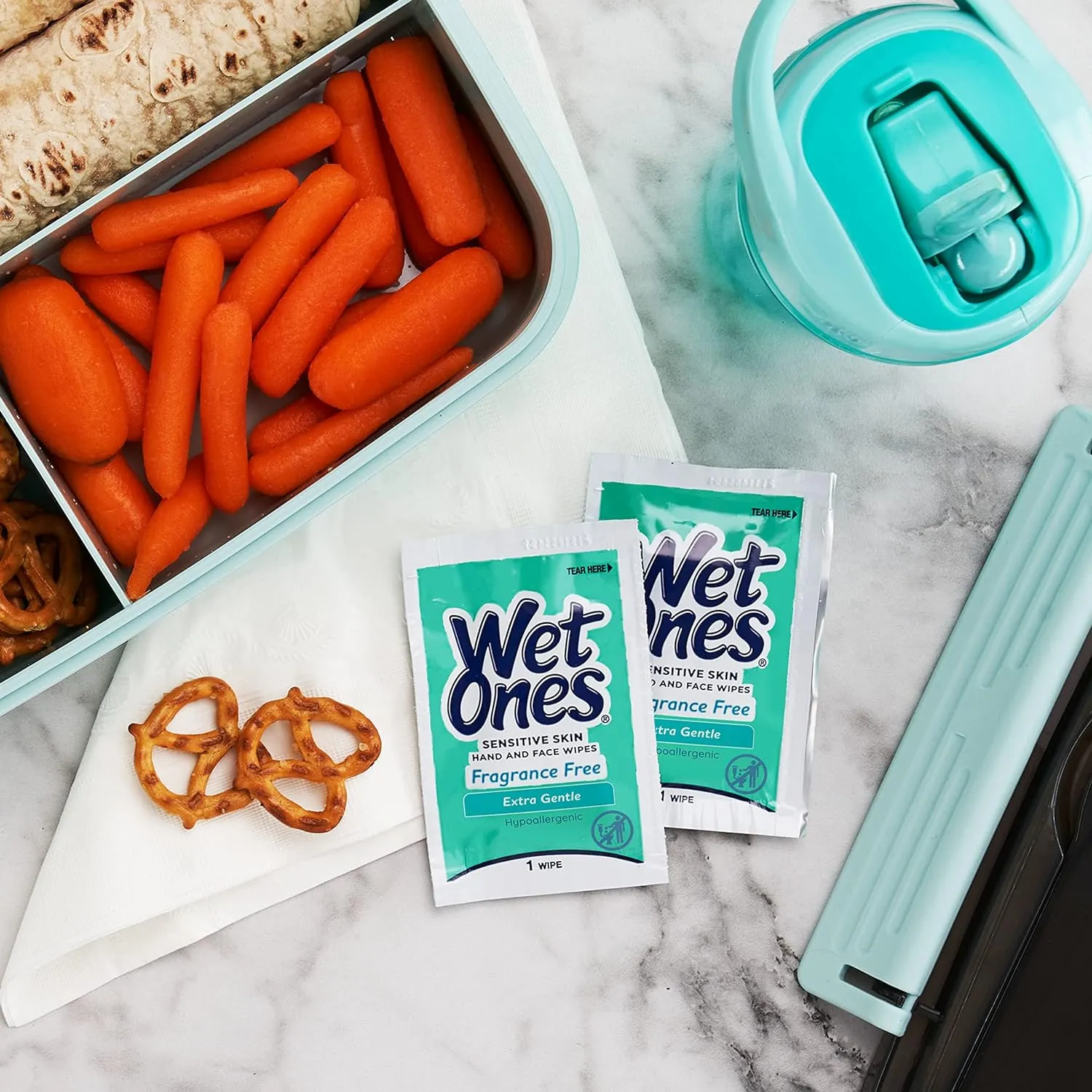 Wet Ones Hand and Face Wipes Singles, Unscented Wipes for Sensitive Skin | Individual Wipes, Hand Wipes Individually Wrapped | 24 ct. (6 pack)
