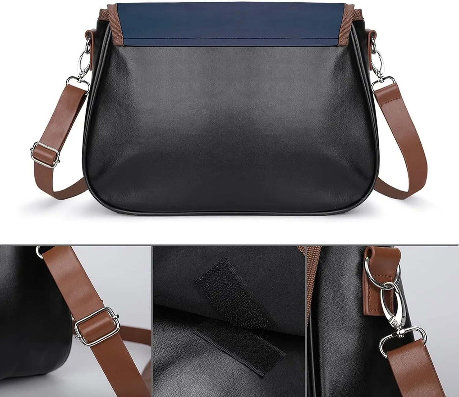 White Blooms Blue Butterflies Crossbody Bags for Women Travel Shoulder Bag Small Leather Cross Body Handbags