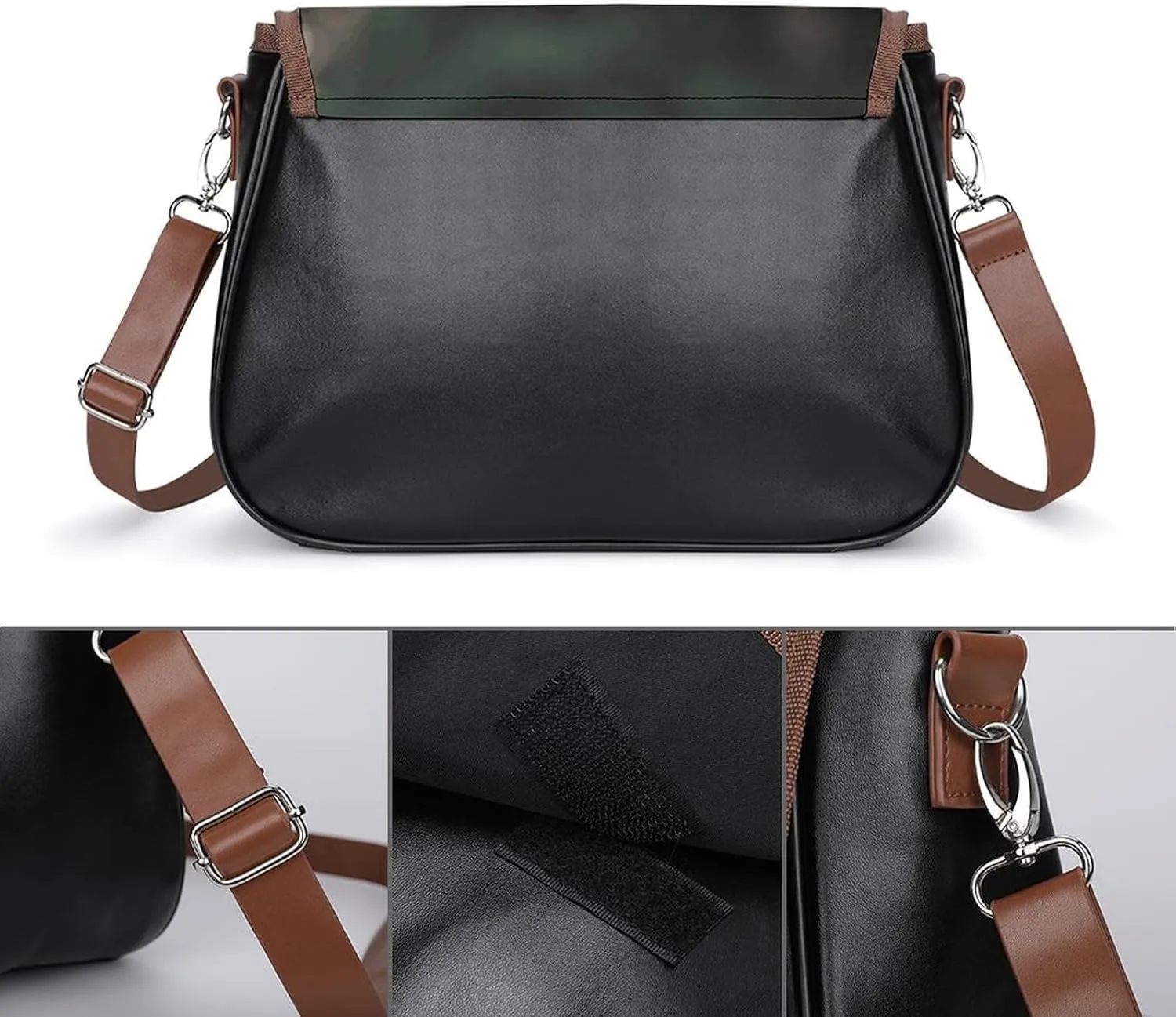 White Blooms Blue Butterflies Crossbody Bags for Women Travel Shoulder Bag Small Leather Cross Body Handbags