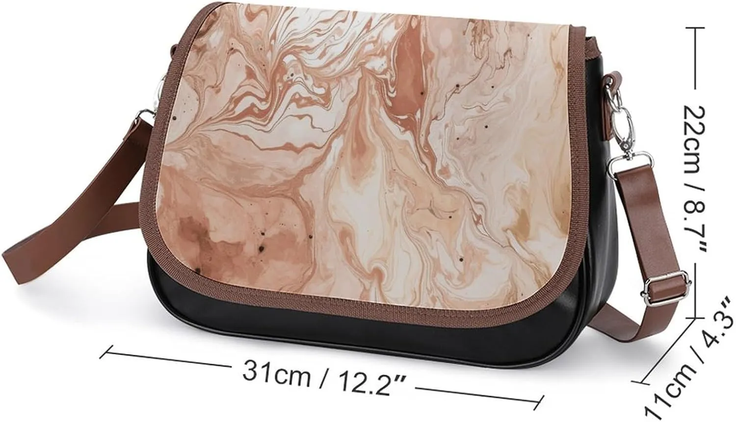 White Flowers Crossbody Bags for Women Travel Shoulder Bag Small Leather Cross Body Handbags