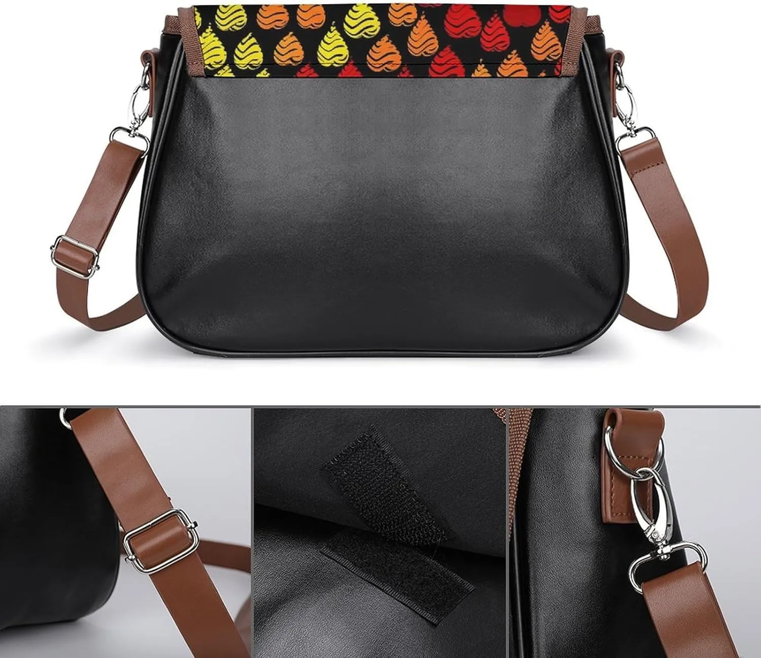 White Flowers Crossbody Bags for Women Travel Shoulder Bag Small Leather Cross Body Handbags