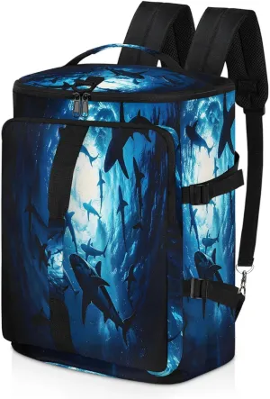 Wildlife Shark Ocean Sea Gym Duffle Bag Backpack Waterproof Sports Bags with Shoe Compartment 48L Carry On Overnight Weekender Travel Luggage