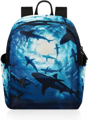 Wildlife Shark Ocean Sea Mini Backpack Purse for Women Fashion Lightweight Small Daypack Ladies Travel Handbags Shoulder Bag