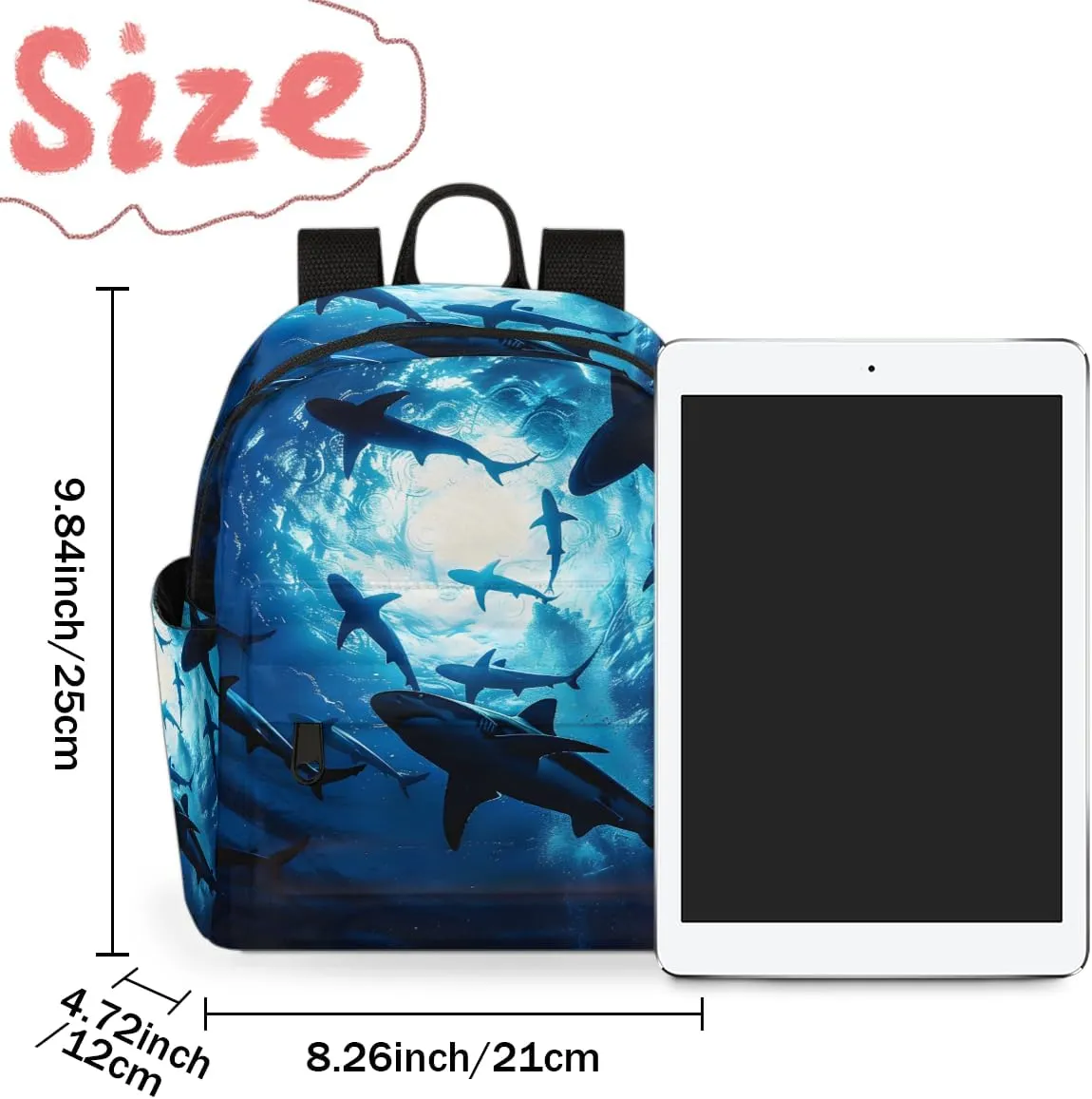 Wildlife Shark Ocean Sea Mini Backpack Purse for Women Fashion Lightweight Small Daypack Ladies Travel Handbags Shoulder Bag
