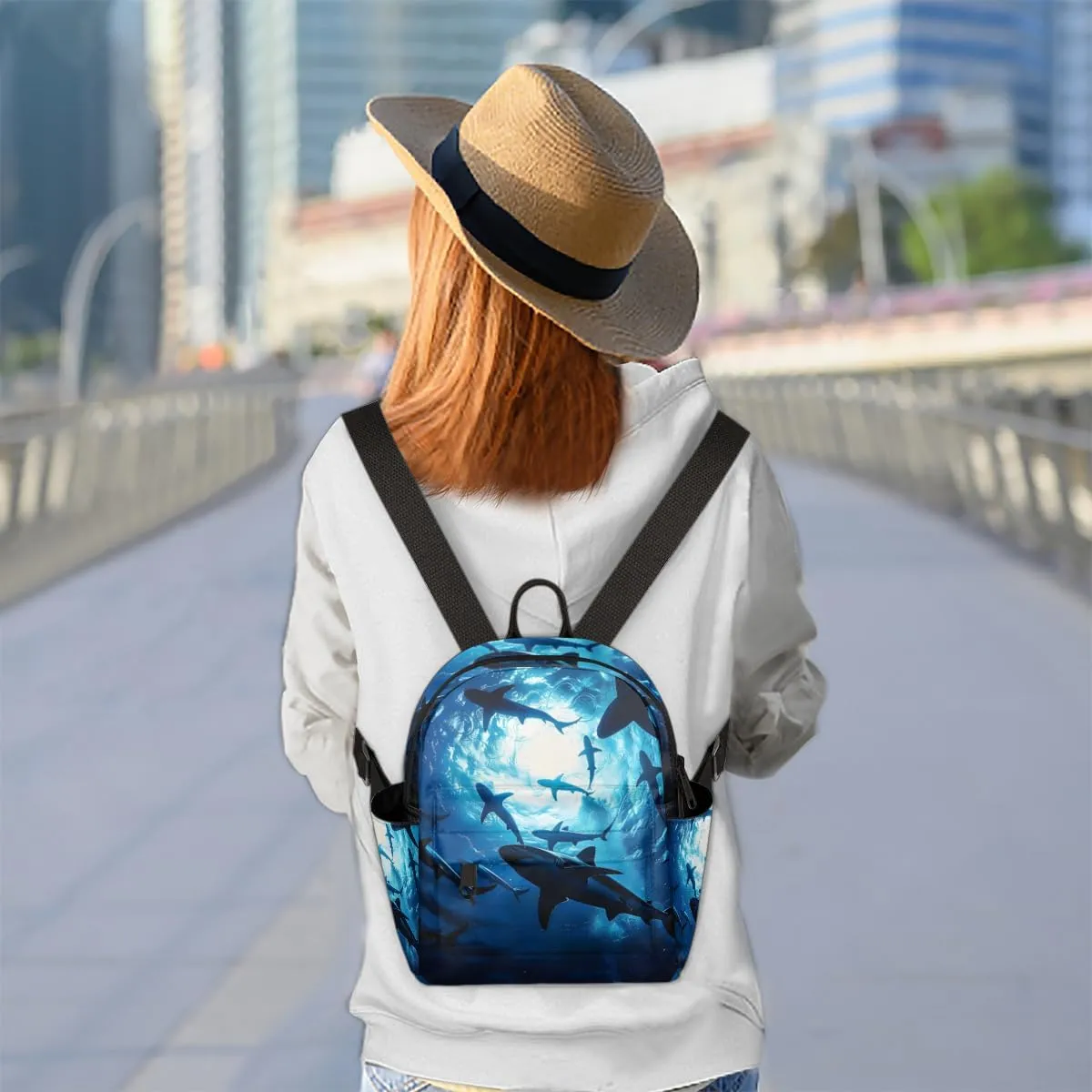 Wildlife Shark Ocean Sea Mini Backpack Purse for Women Fashion Lightweight Small Daypack Ladies Travel Handbags Shoulder Bag