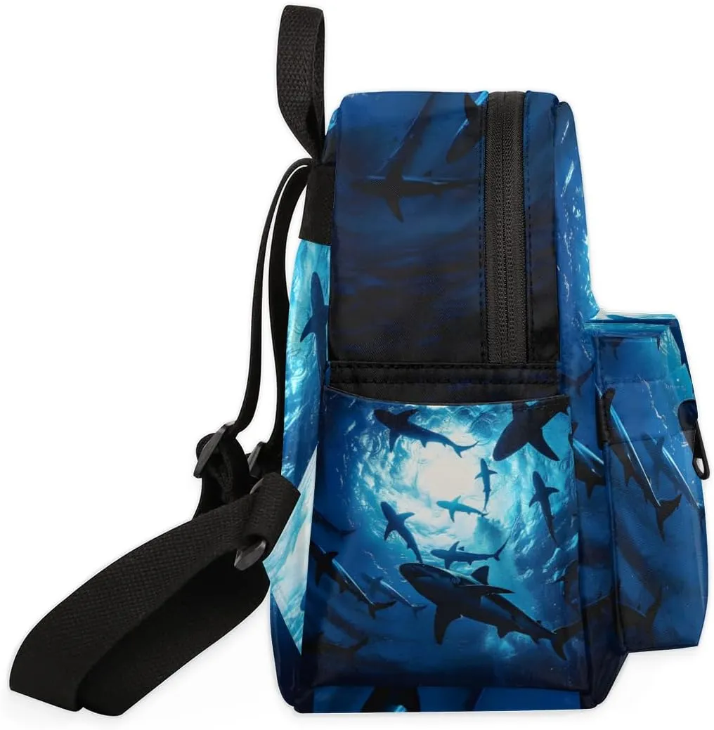 Wildlife Shark Ocean Sea Mini Backpack Purse for Women Fashion Lightweight Small Daypack Ladies Travel Handbags Shoulder Bag