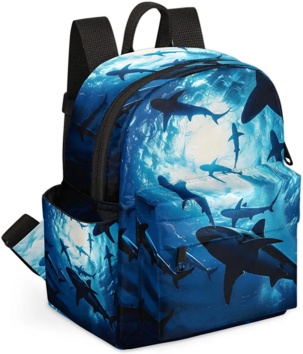 Wildlife Shark Ocean Sea Mini Backpack Purse for Women Fashion Lightweight Small Daypack Ladies Travel Handbags Shoulder Bag