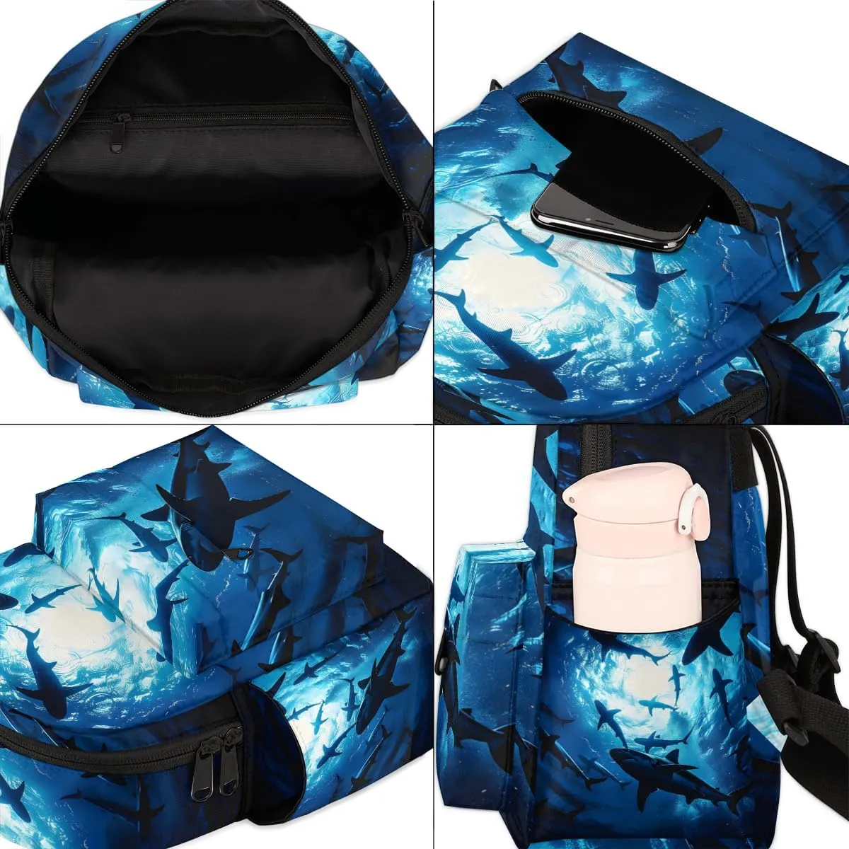Wildlife Shark Ocean Sea Mini Backpack Purse for Women Fashion Lightweight Small Daypack Ladies Travel Handbags Shoulder Bag