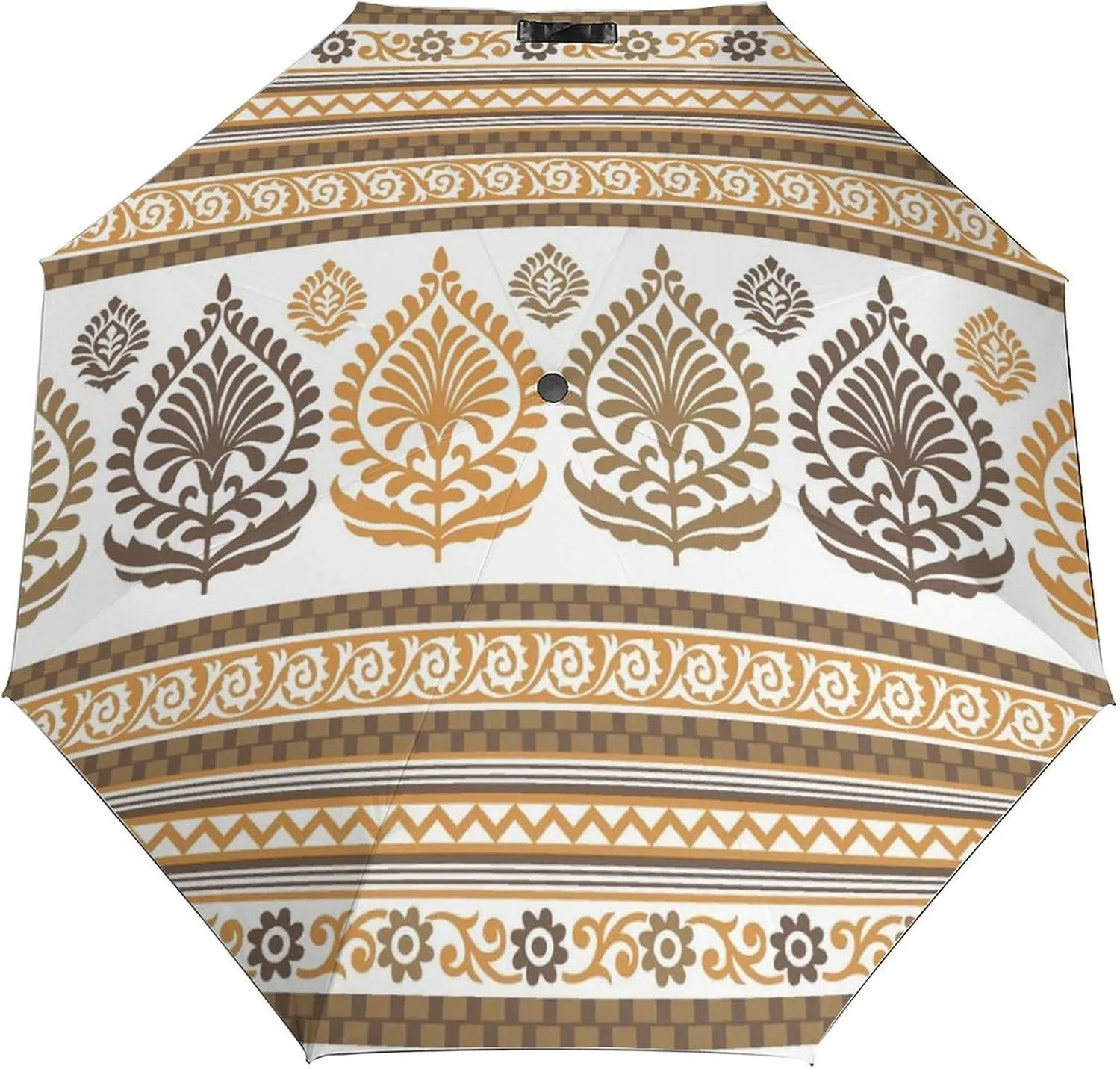 Windproof Travel Umbrellas for Rain,Boho Ethnic Floral Durable & Compact Umbrella-Waterproof Canopy for Backpack, Purse, Portable, Umbrella for Travel