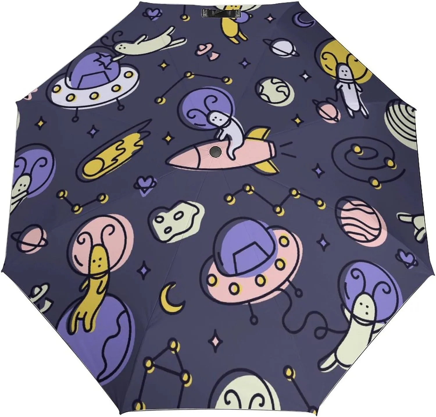 Windproof Travel Umbrellas for Rain,Funny Alien Spacemans Durable & Compact Umbrella-Waterproof Canopy for Backpack, Purse, Portable, Umbrella for Travel