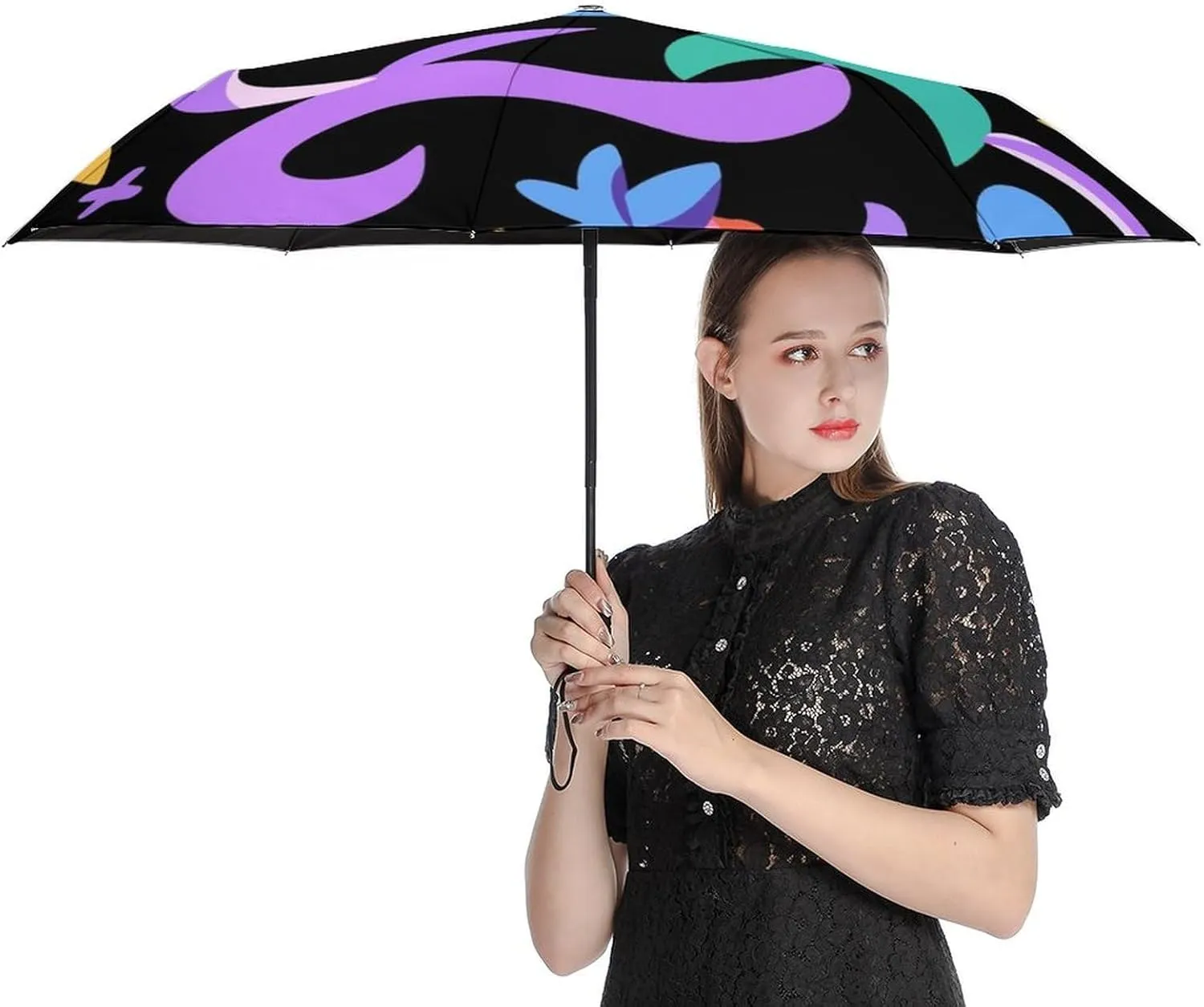 Windproof Travel Umbrellas for Rain,Groovy Flame Fire Pattern Durable & Compact Umbrella-Waterproof Canopy for Backpack, Purse, Portable, Umbrella for Travel