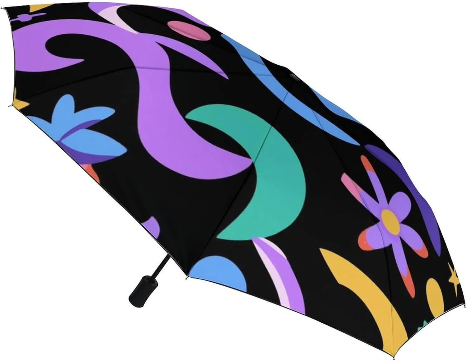 Windproof Travel Umbrellas for Rain,Groovy Flame Fire Pattern Durable & Compact Umbrella-Waterproof Canopy for Backpack, Purse, Portable, Umbrella for Travel