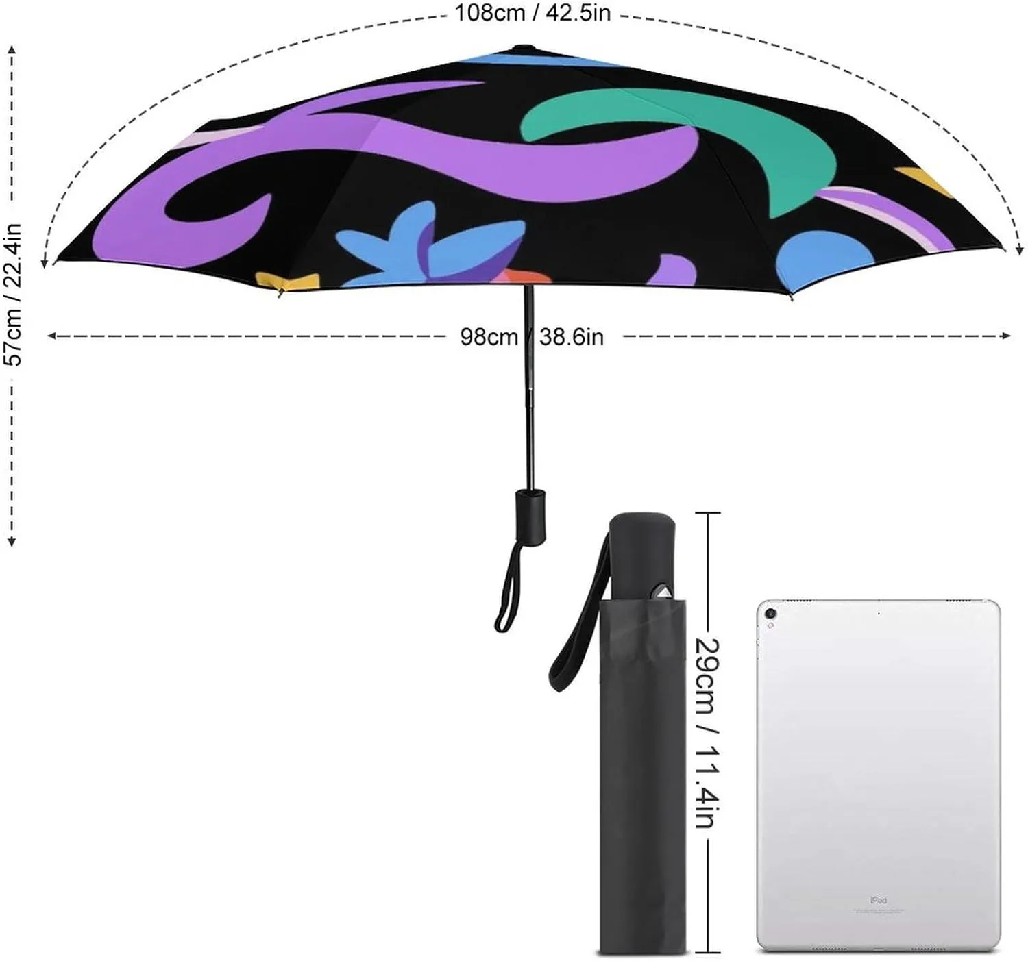 Windproof Travel Umbrellas for Rain,Groovy Flame Fire Pattern Durable & Compact Umbrella-Waterproof Canopy for Backpack, Purse, Portable, Umbrella for Travel