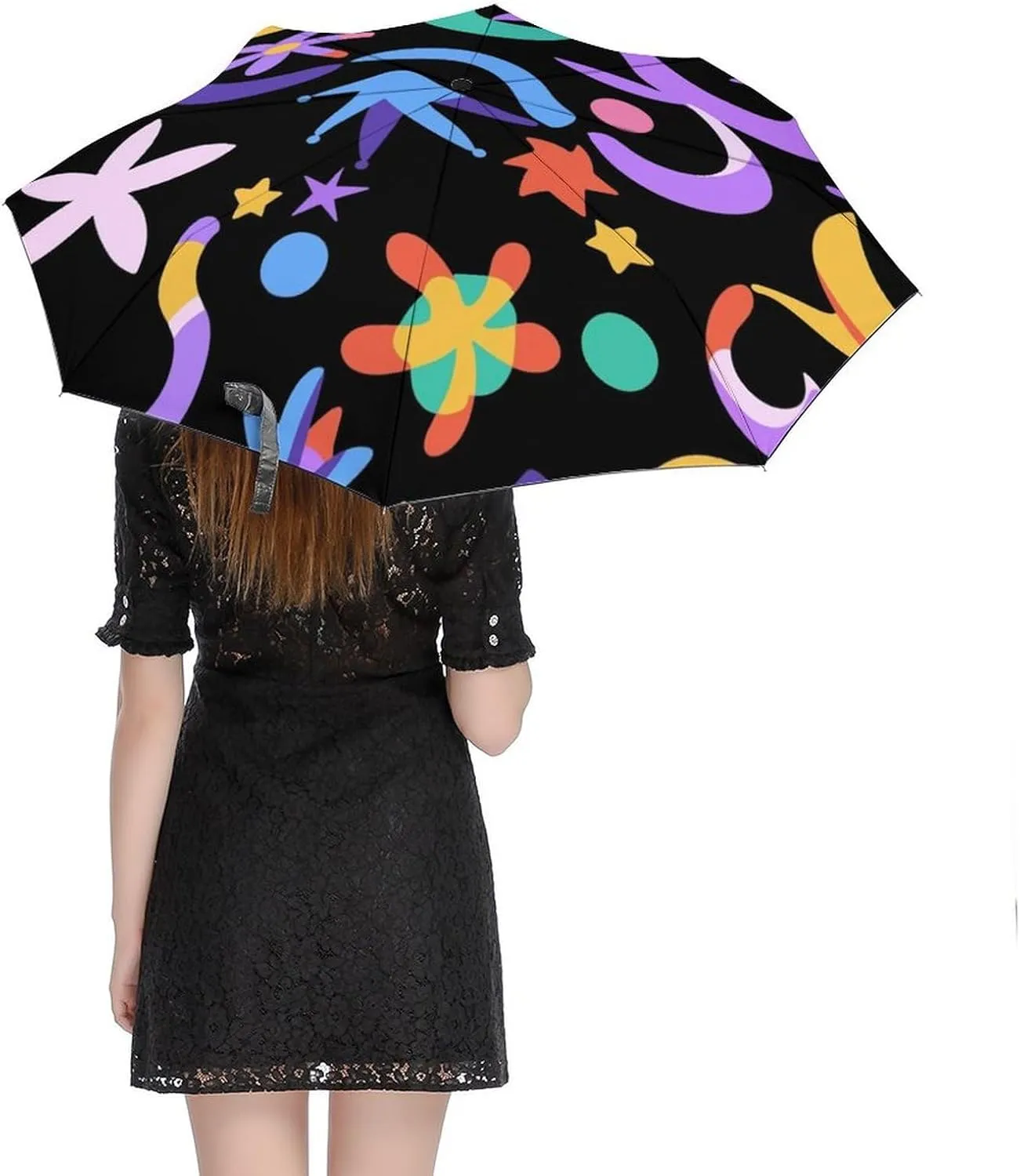Windproof Travel Umbrellas for Rain,Groovy Flame Fire Pattern Durable & Compact Umbrella-Waterproof Canopy for Backpack, Purse, Portable, Umbrella for Travel