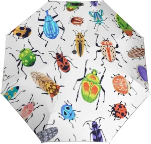 Windproof Travel Umbrellas for Rain,Pattern Bug Colorful Durable & Compact Umbrella-Waterproof Canopy for Backpack, Purse, Portable, Umbrella for Travel